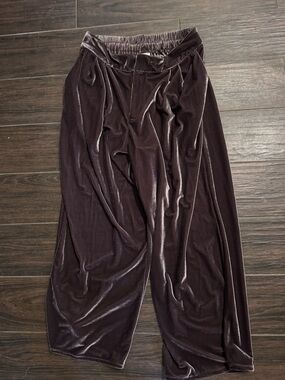 a new day Velvet Wide-Leg Pants - Charcoal Plum
